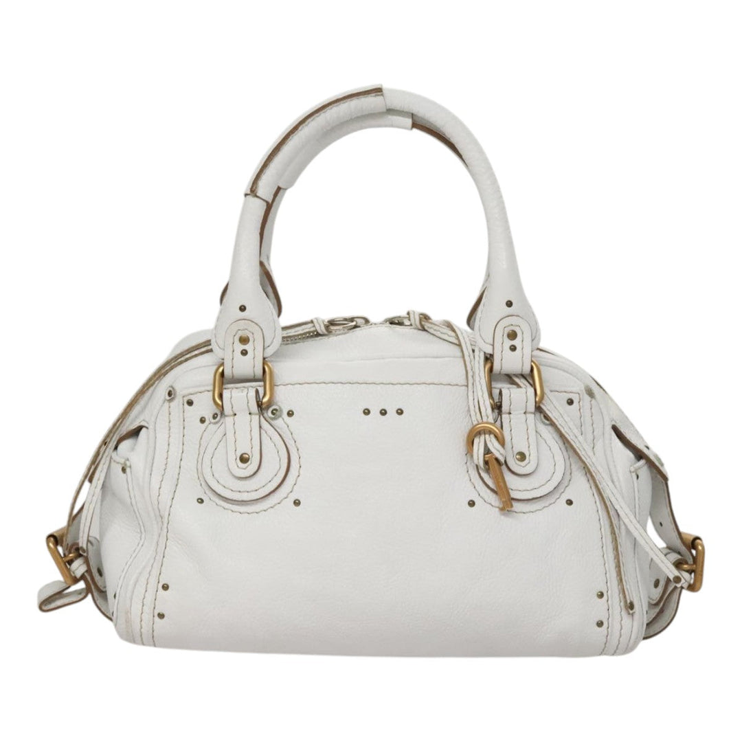 Chloe Paddington Hand Bag Leather White 93544