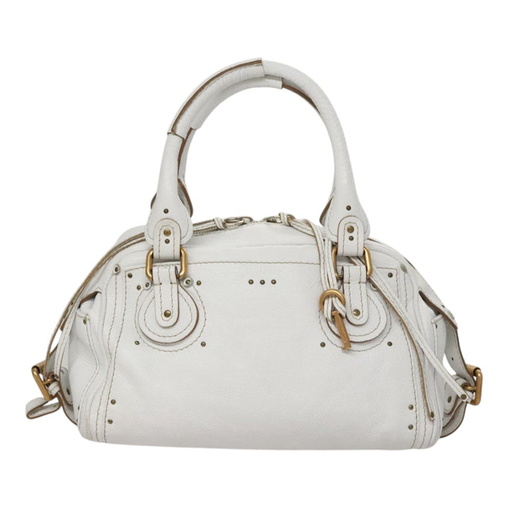 Chloe Paddington Hand Bag Leather White 93544
