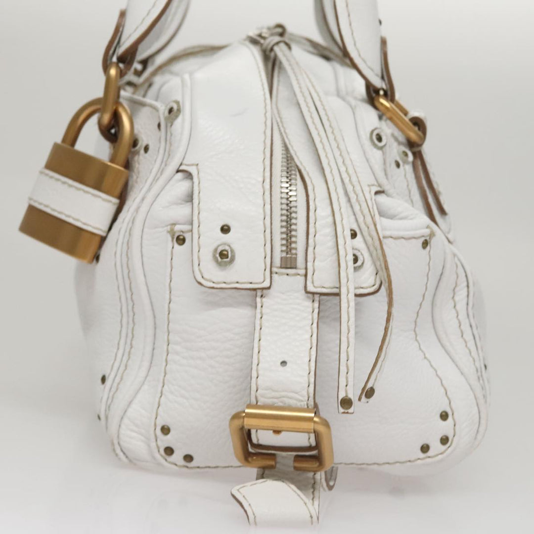 Chloe Paddington Hand Bag Leather White 93544