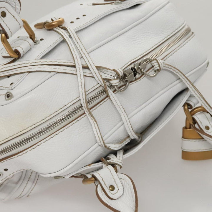 Chloe Paddington Hand Bag Leather White 93544