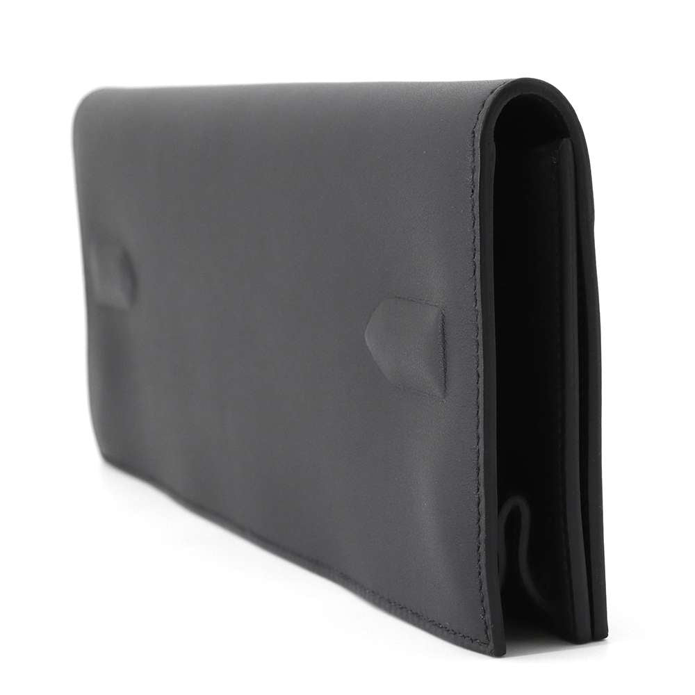 Hermes Birkin Shadow Clutch Bag Black Swift Leather