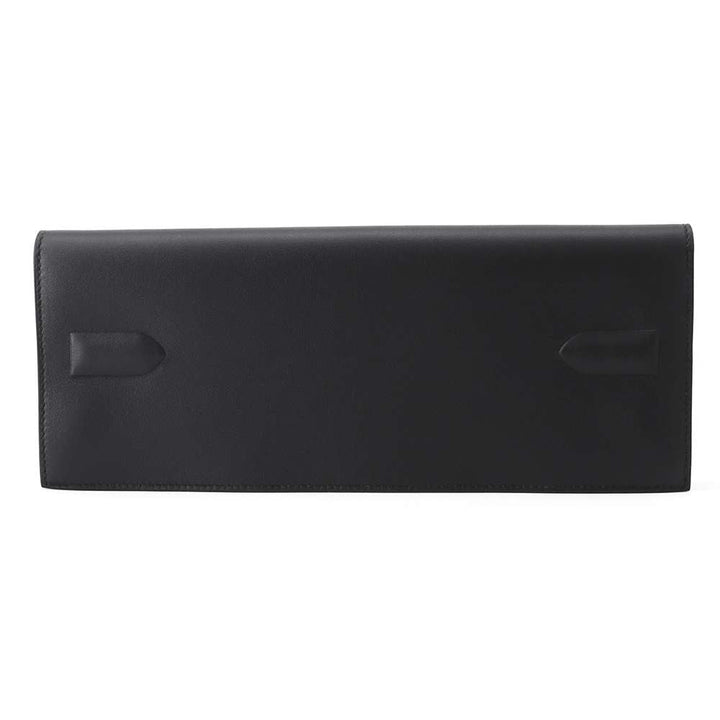 Hermes Birkin Shadow Clutch Bag Black Swift Leather