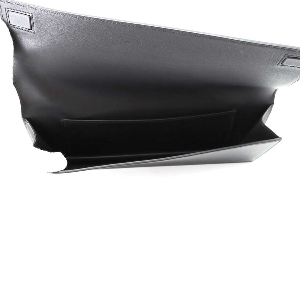 Hermes Birkin Shadow Clutch Bag Black Swift Leather