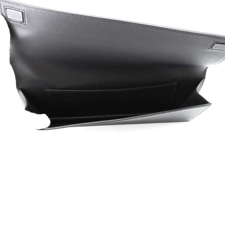Hermes Birkin Shadow Clutch Bag Black Swift Leather