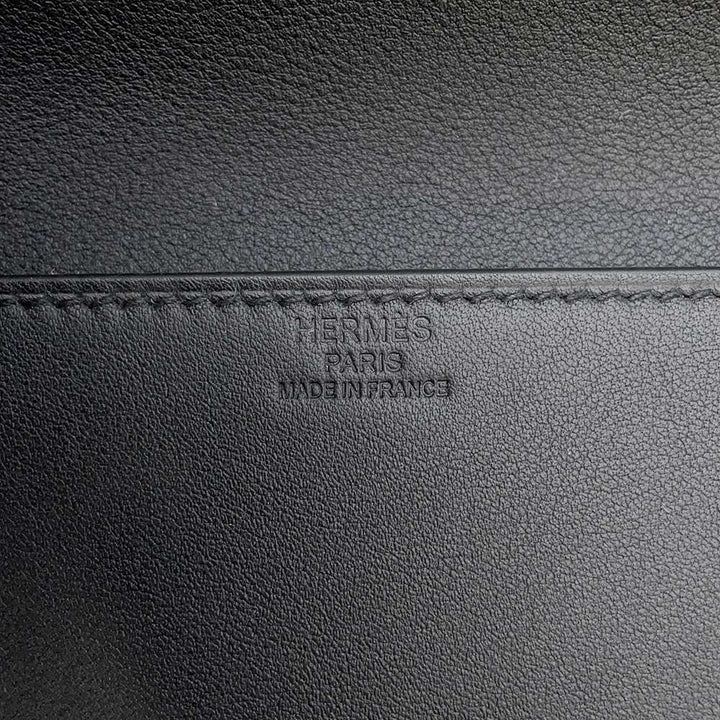 Hermes Birkin Shadow Clutch Bag Black Swift Leather