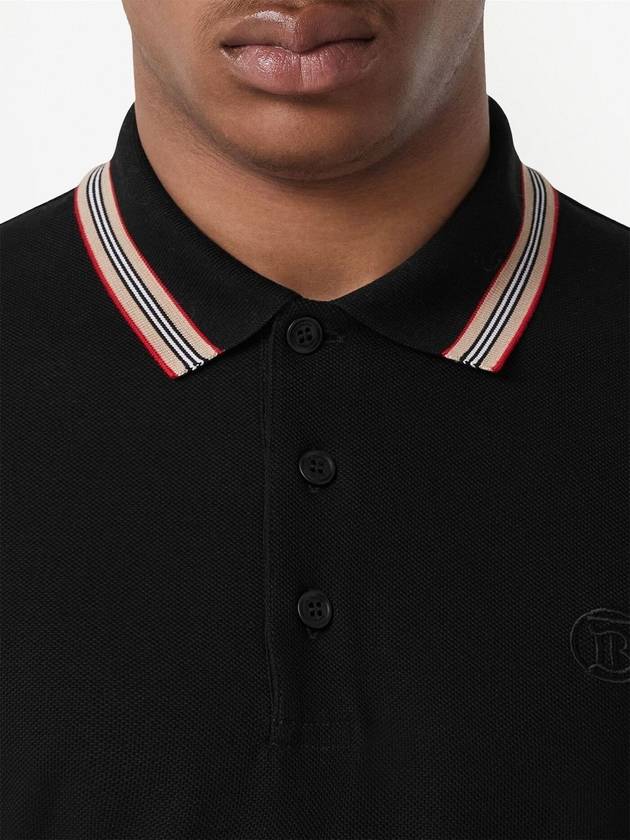 Burberry Icon Stripe Short Sleeve Polo Shirt Black