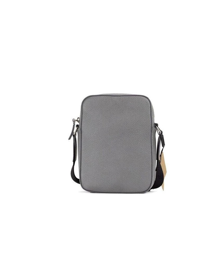 Burberry Grey Embossed Logo Grainy Leather Crossbody Handbag