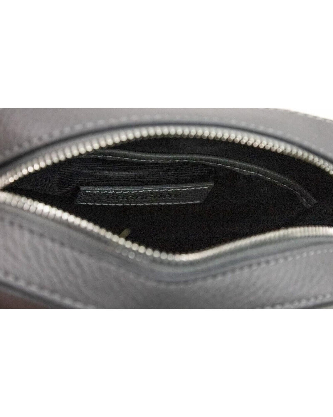 Burberry Grey Embossed Logo Grainy Leather Crossbody Handbag