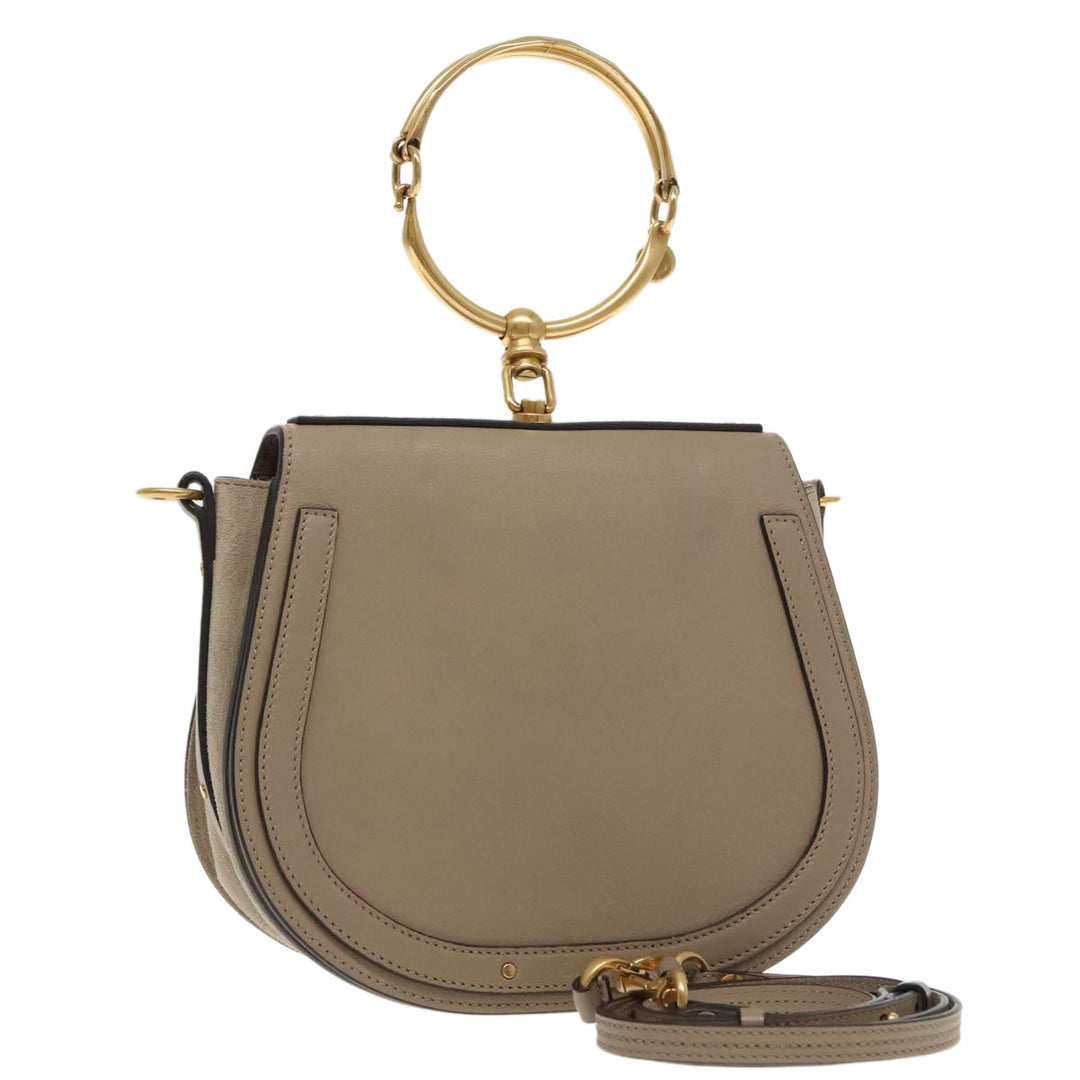 Chloe Nile Shoulder Bag Leather Gray Gold 3S1301 93835