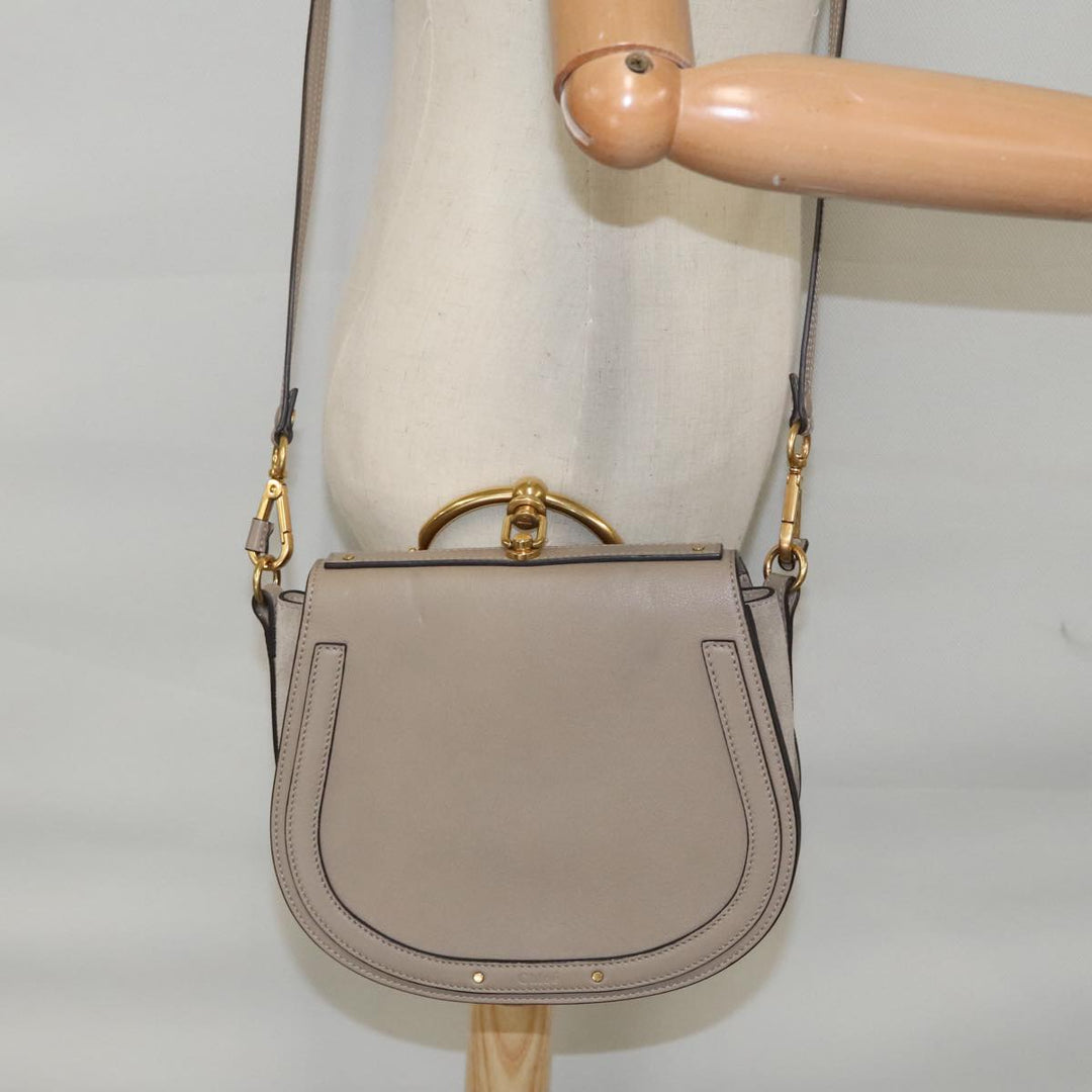 Chloe Nile Shoulder Bag Leather Gray Gold 3S1301 93835