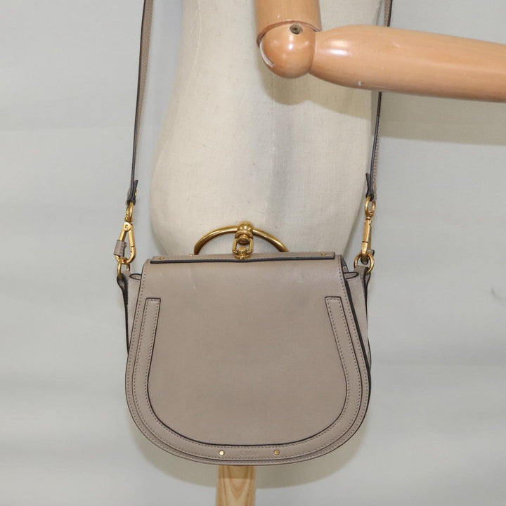 Chloe Nile Shoulder Bag Leather Gray Gold 3S1301 93835
