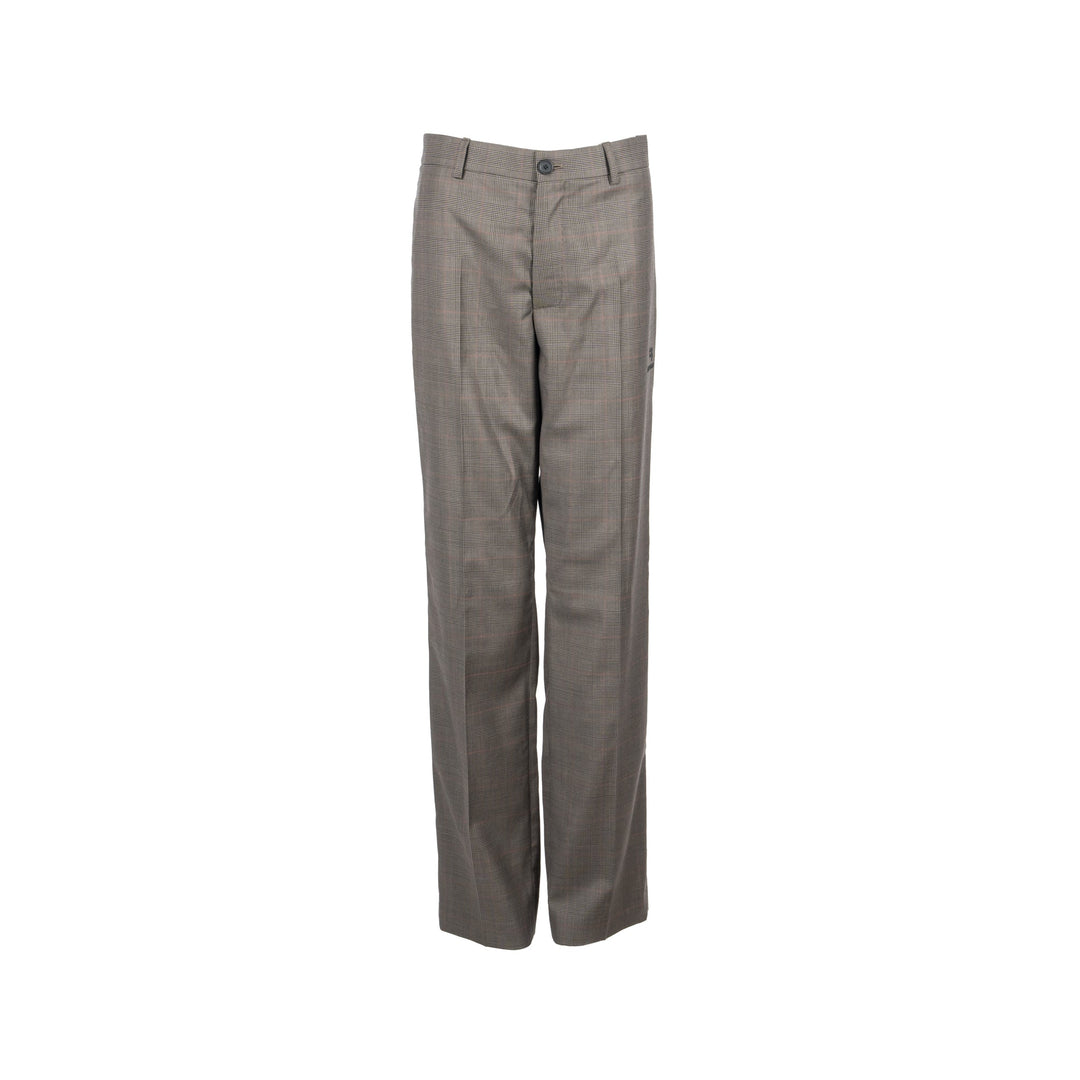 Top Quality Balenciaga Size 44 Checked Single-Breasted Trousers Wool Dark Grey