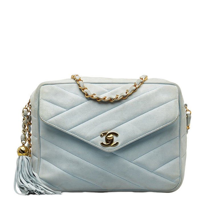Top Quality Chanel Bias Stick Coco Ball Chain Shoulder Bag Blue G Suede  CHANEL
