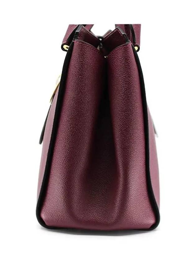 Burberry Grainy Leather Buckle Medium Tote Bag Purple