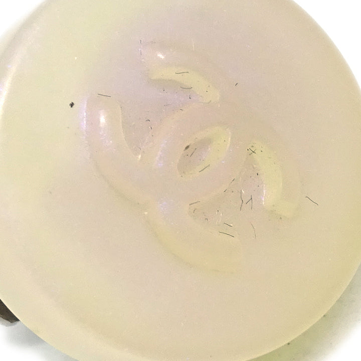 Top Quality Chanel Button Earrings White Clip-On 00C