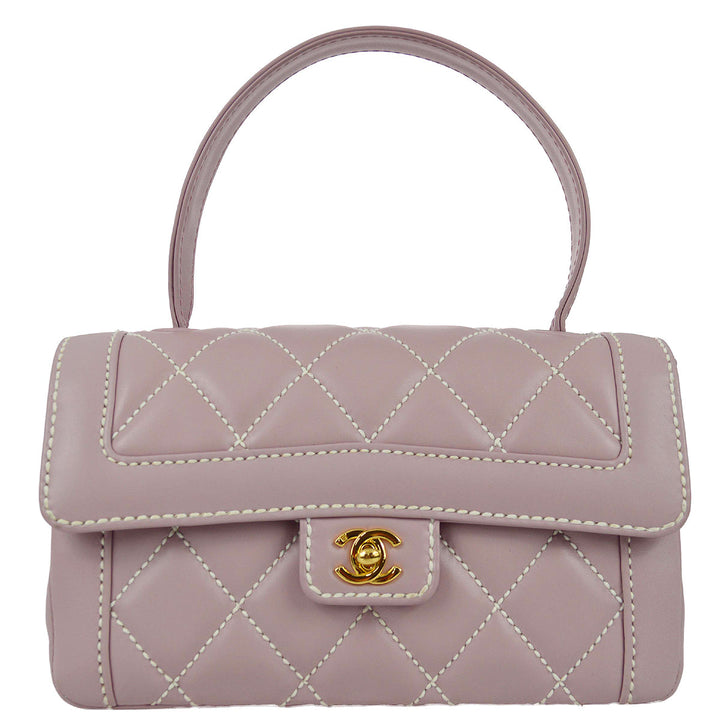 Top Quality Chanel 2004-2005 Purple Calfskin Wild Stitch Handbag
