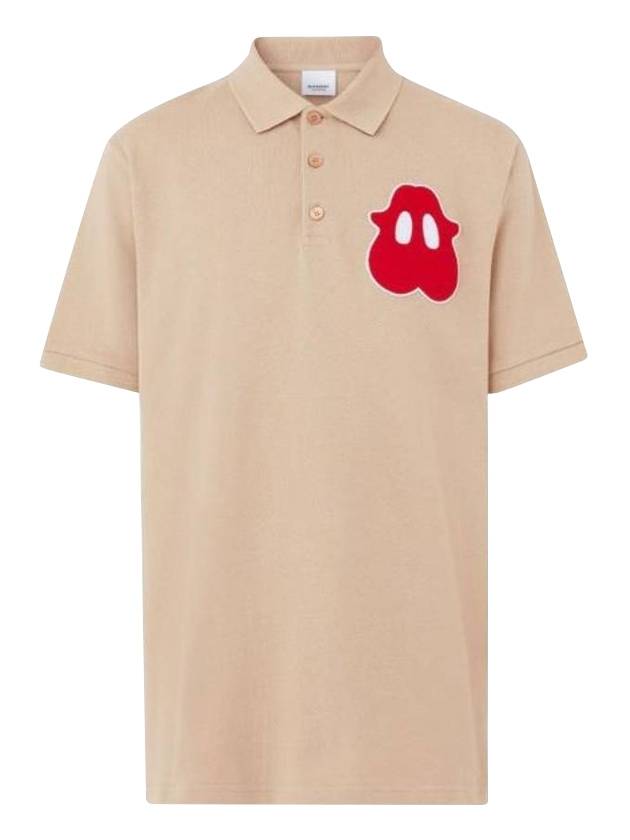Burberry Men's Monster Graphic Cotton Polo Shirt Brown
