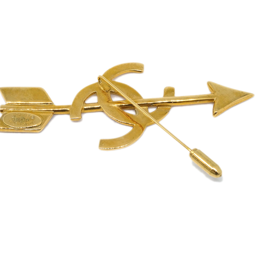 Top Quality Chanel Bow And Arrow Heart Brooch Gold 93P