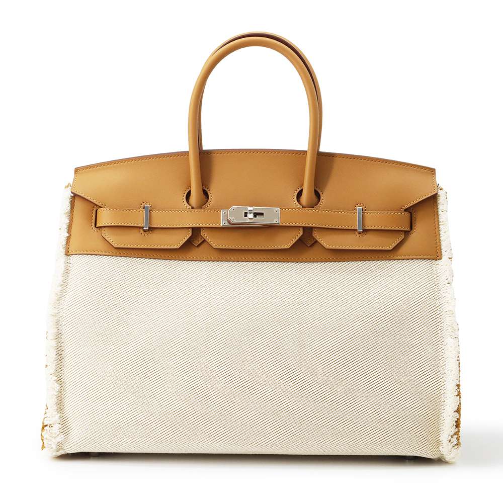 HERMES Birkin Frey Frey Sesame Twill Ash Swift Leather Size 35