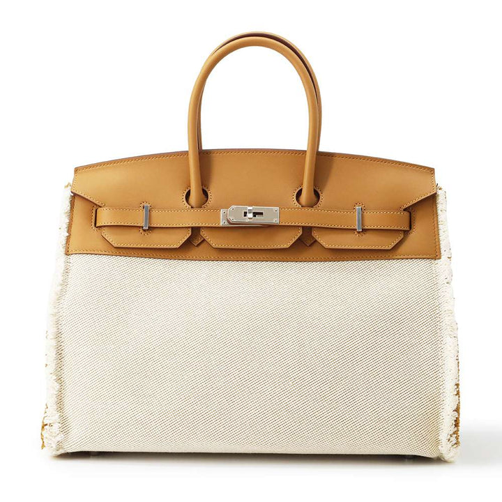 HERMES Birkin Frey Frey Sesame Twill Ash Swift Leather Size 35