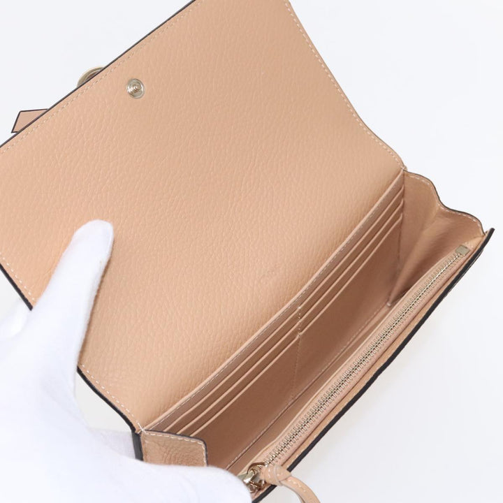 Chloe Long Wallet Leather Beige Gold 94673