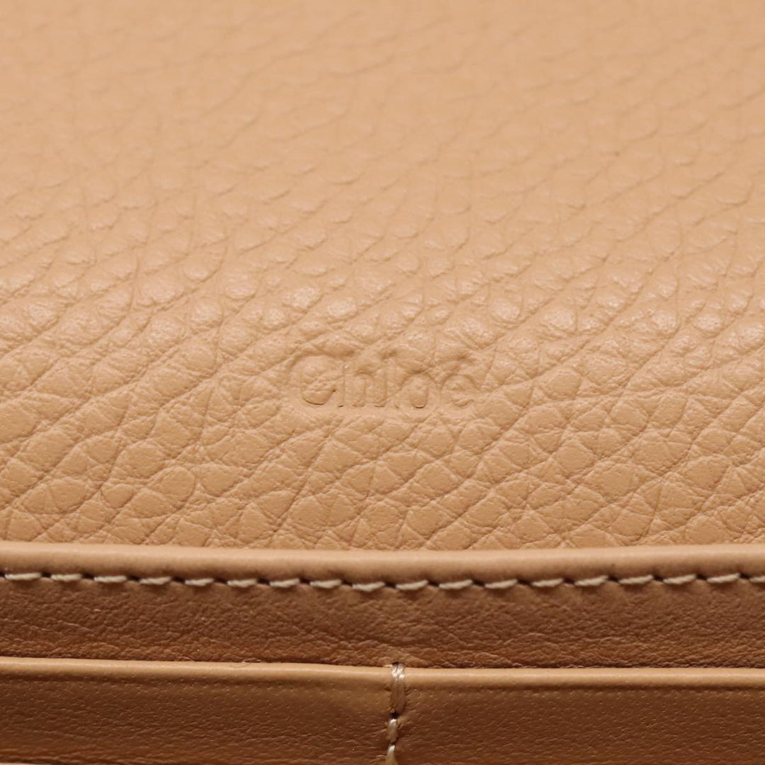 Chloe Long Wallet Leather Beige Gold 94673