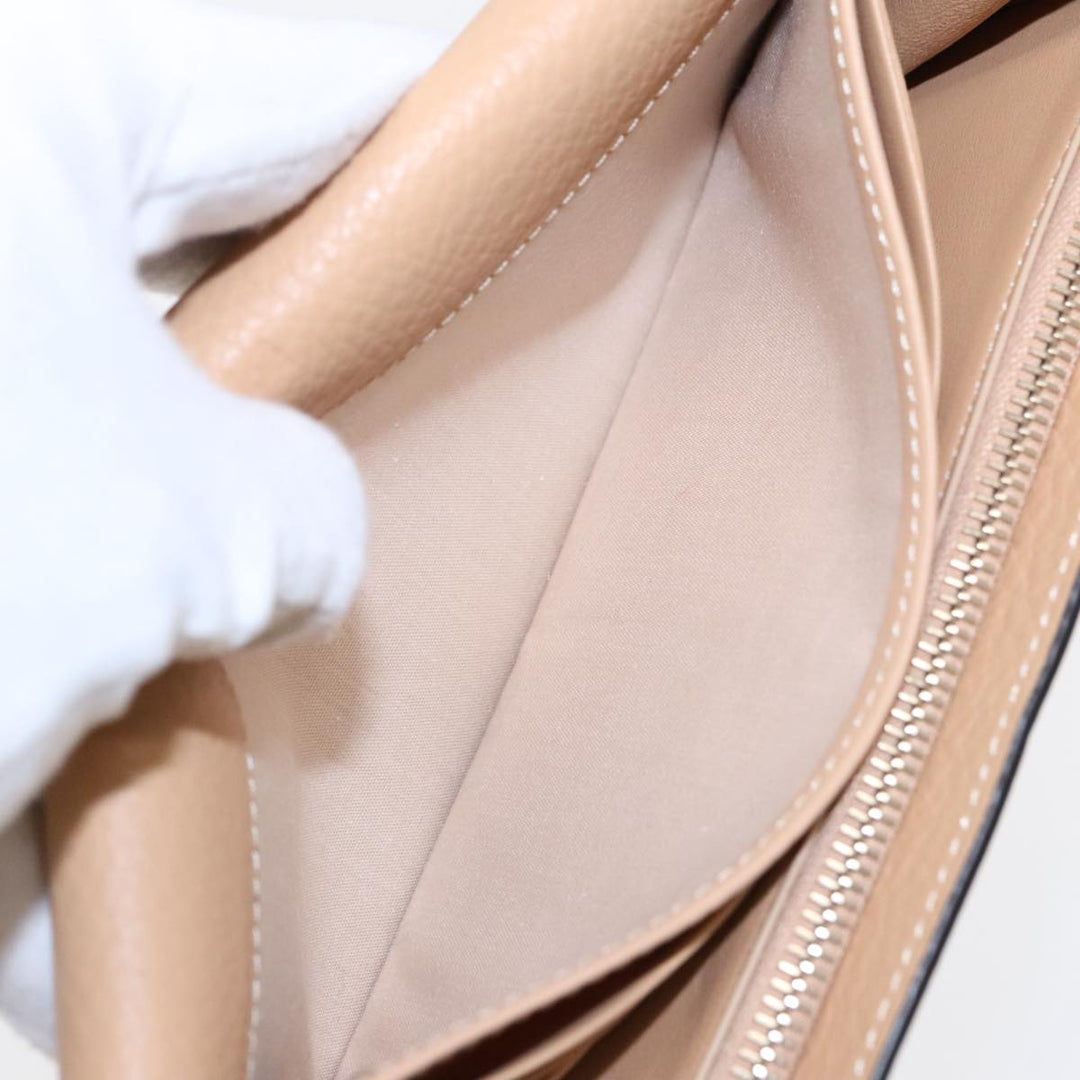 Chloe Long Wallet Leather Beige Gold 94673