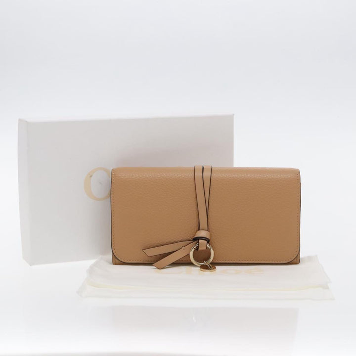 Chloe Long Wallet Leather Beige Gold 94673