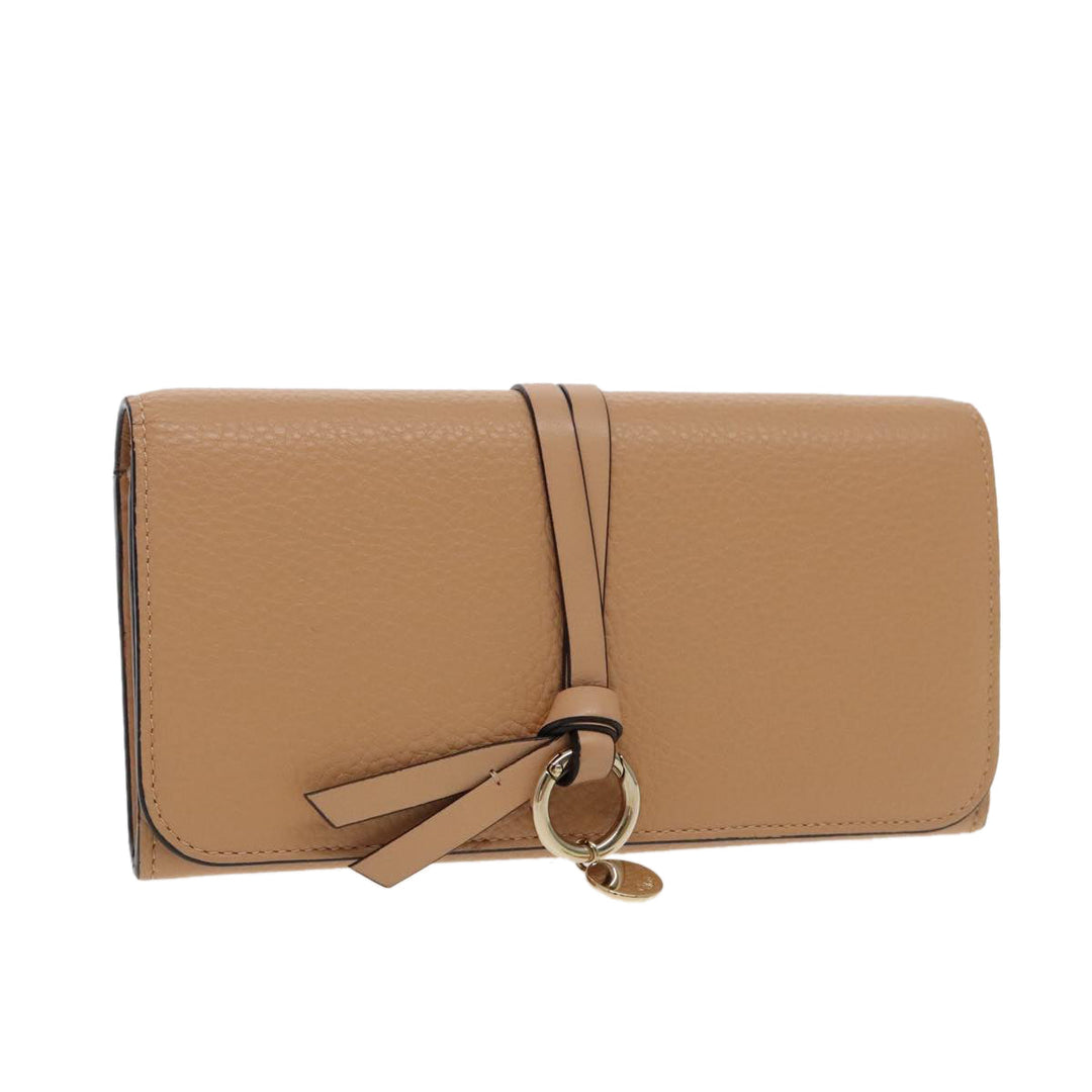Chloe Long Wallet Leather Beige Gold 94673