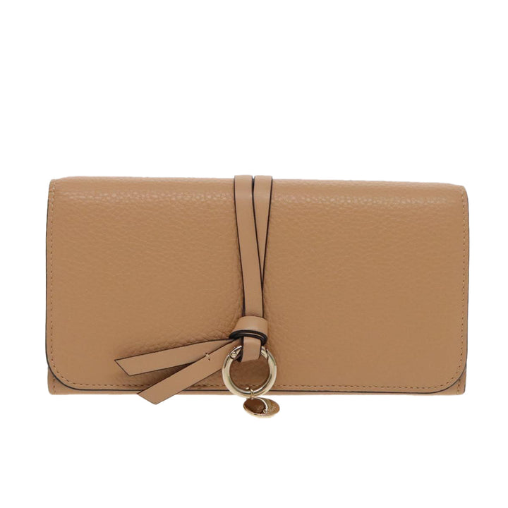 Chloe Long Wallet Leather Beige Gold 94673