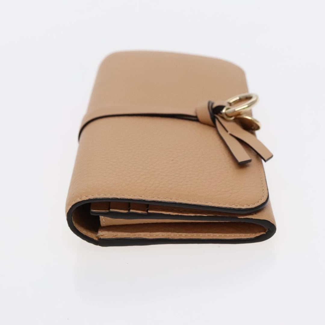 Chloe Long Wallet Leather Beige Gold 94673