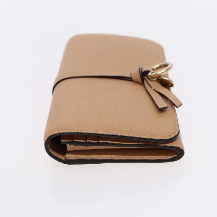 Chloe Long Wallet Leather Beige Gold 94673