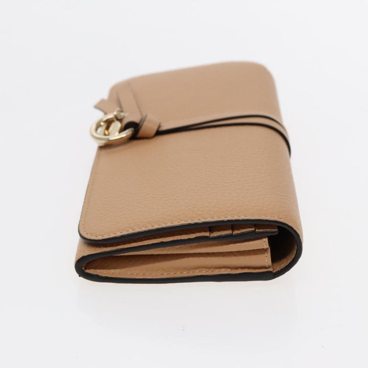 Chloe Long Wallet Leather Beige Gold 94673