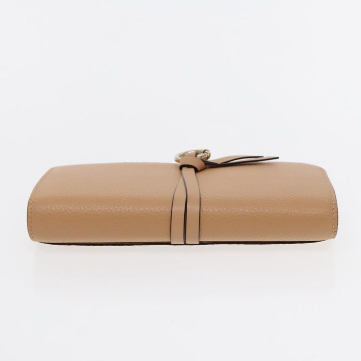 Chloe Long Wallet Leather Beige Gold 94673