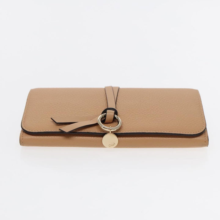 Chloe Long Wallet Leather Beige Gold 94673