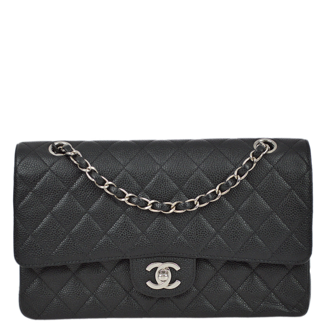 Top Quality Chanel Black Caviar Medium Classic Double Flap Shoulder Bag