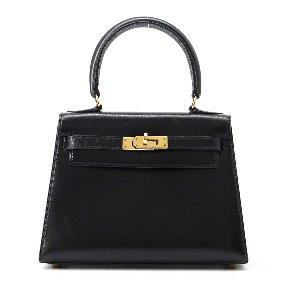 HERMES Mini Kelly Black Box Calf Leather Size 20