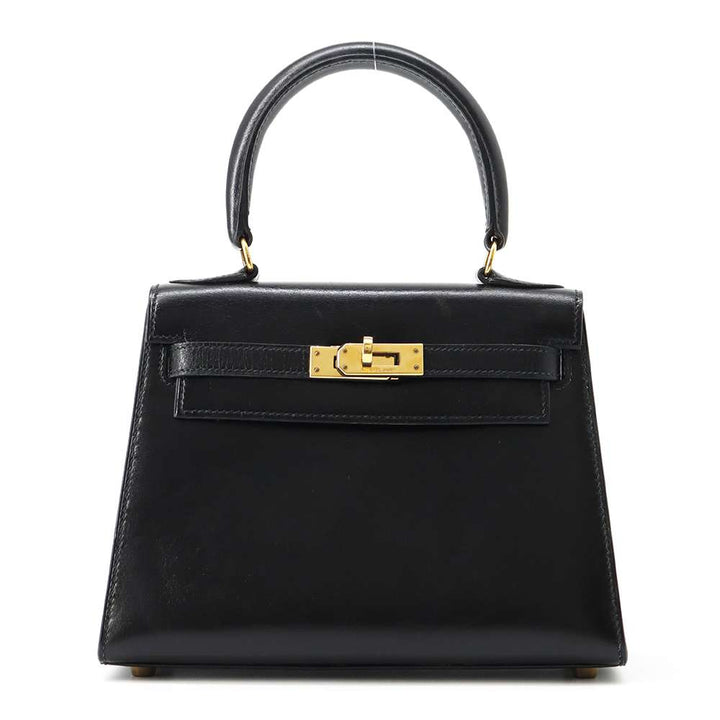 HERMES Mini Kelly Black Box Calf Leather Size 20