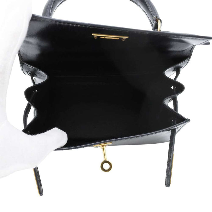 HERMES Mini Kelly Black Box Calf Leather Size 20