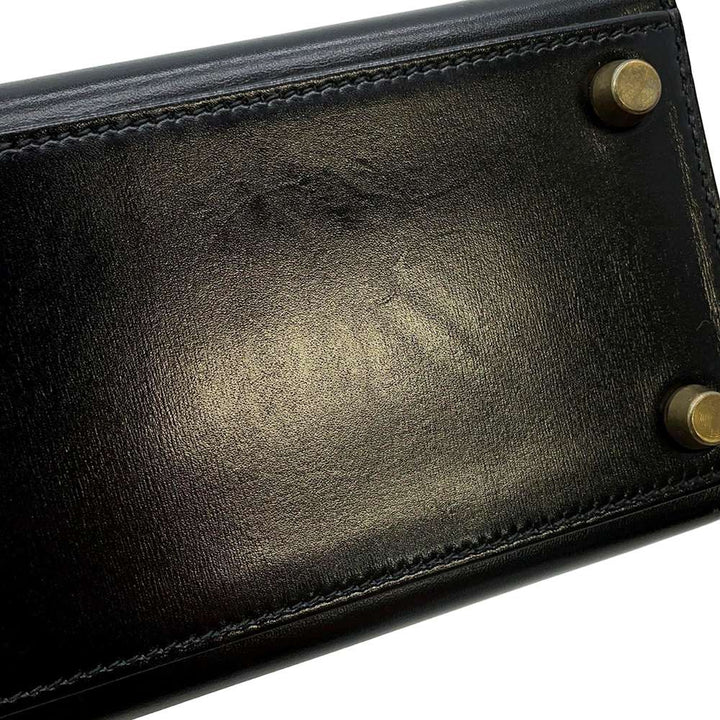 HERMES Mini Kelly Black Box Calf Leather Size 20
