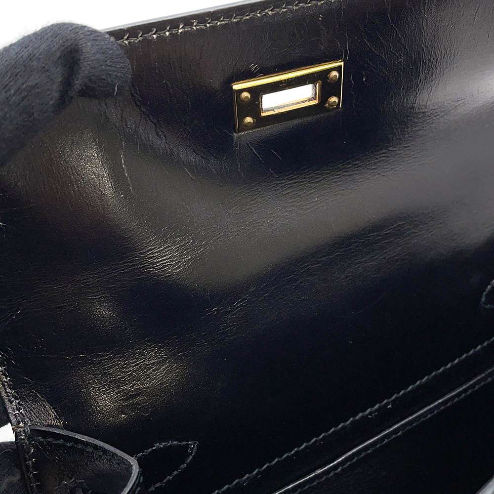 HERMES Mini Kelly Black Box Calf Leather Size 20