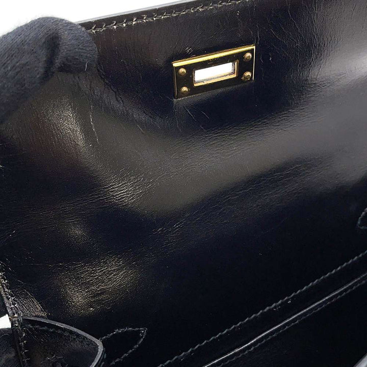 HERMES Mini Kelly Black Box Calf Leather Size 20
