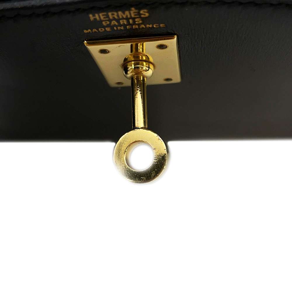 HERMES Mini Kelly Black Box Calf Leather Size 20