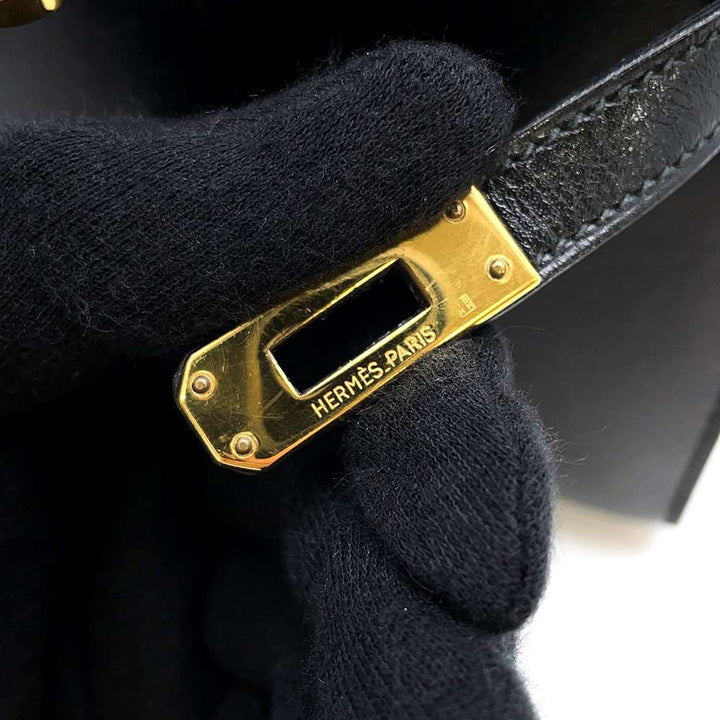 HERMES Mini Kelly Black Box Calf Leather Size 20