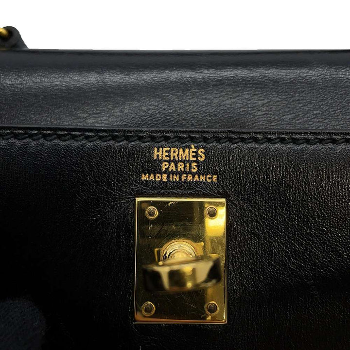 HERMES Mini Kelly Black Box Calf Leather Size 20