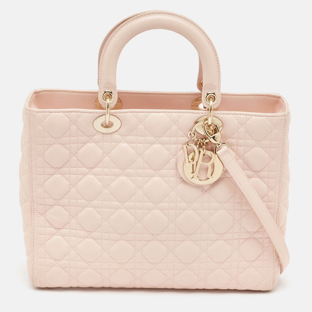 Top quality Dior Pink Cannage Leather Large Lady Tote