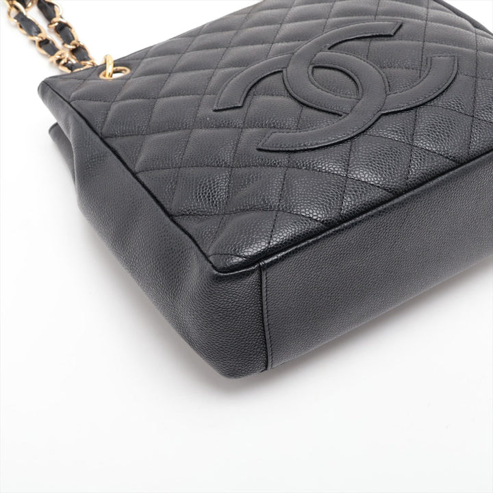 Top Quality Chanel PST Caviar S Tote Top Bag Black Gold  8th