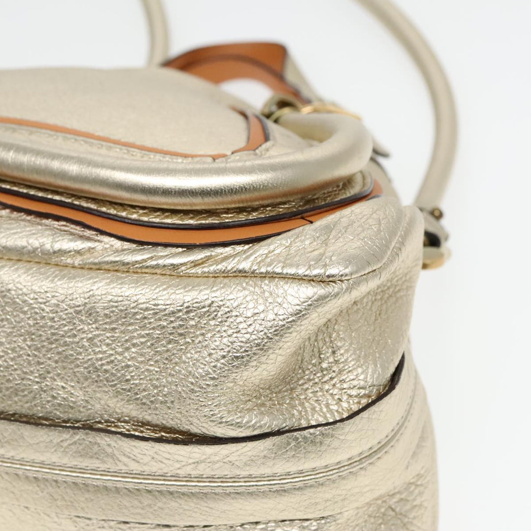 Chloe Paraty Shoulder Bag Leather Gold Brown 94898