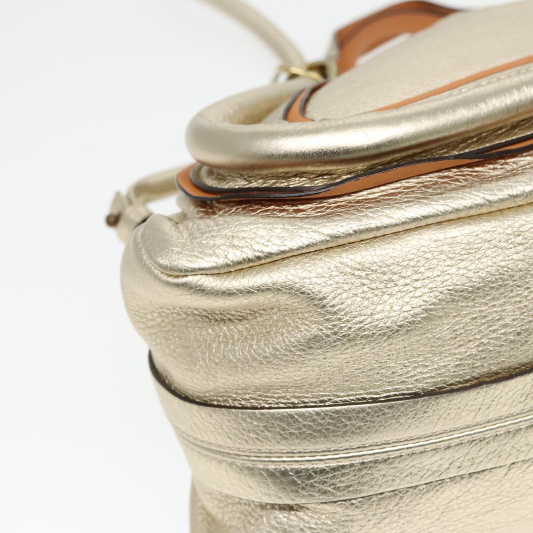 Chloe Paraty Shoulder Bag Leather Gold Brown 94898