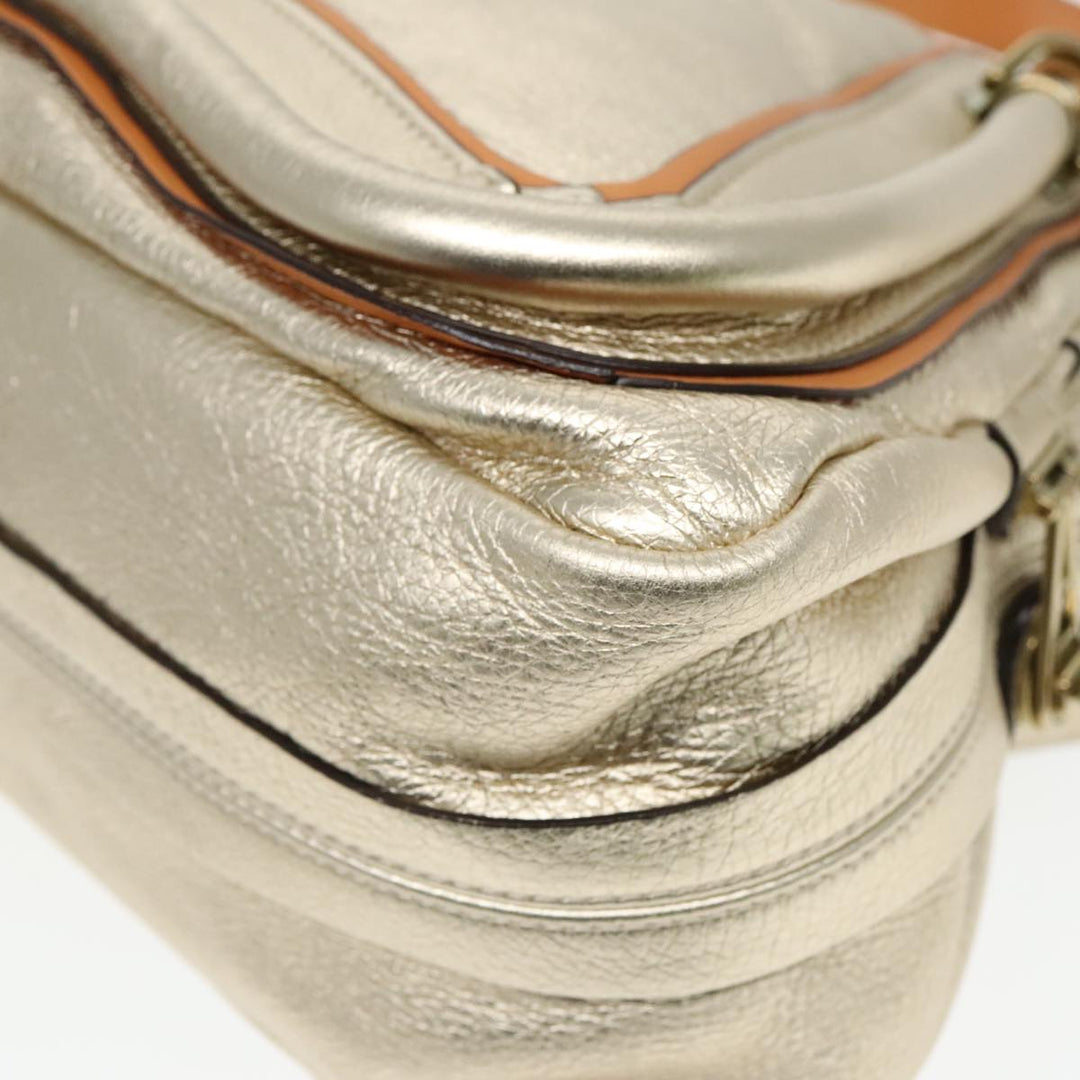 Chloe Paraty Shoulder Bag Leather Gold Brown 94898